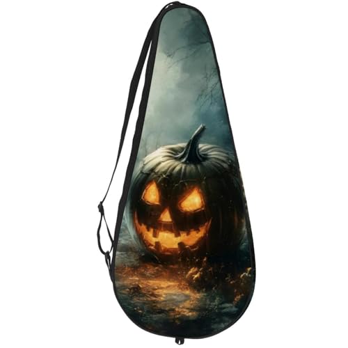 VAPOKF Spooky Halloween Castle Pumpkin Racket Bag per tennis racchetta da tennis Racchetta da tennis Custodia per racchetta da tennis Borsa per racchette da paddle bag può contenere fino a 2 racchette
