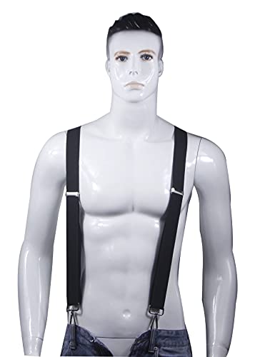 Cedrainy Suspenders For Men 3 Swivel Hooks 1.4 Inch Wide Adjustable Elastic Braces With Heavy Duty Belt Loops (Black) #TOP3