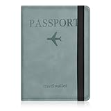 AOOSU Reisepasshülle, Kunstleder Passport Hülle, Passhülle RFID-Blocker Passport Cover für Damen und Herren Reisepass Hülle, Travel Passport Holder für Kreditkarten Ausweis Reisedokumente - Himmelblau