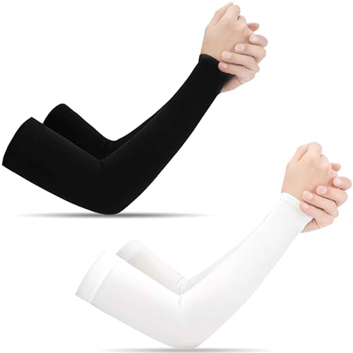 VYZUTR 2 Pares Mangas para Brazos, Unisex Manguitos Ciclismo de Compresión Mangas de Protección UV Elástica Transpirable para Actividades al Aire Libre, Cubrir Tatuaje