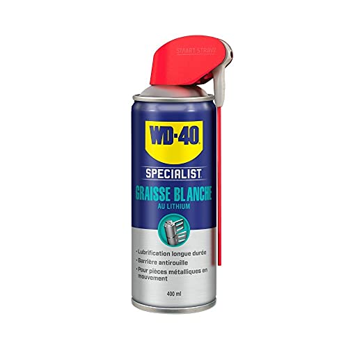 WD-40 Specialist • Graisse Blanche Au Lithium • Spray Double Position • Formule Blanche et épaisse • Résiste à l'Eau et a la Chaleur • Propriétés anti-usure • 400 ML