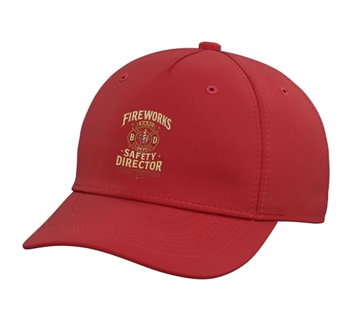 Fireworks Safety Director 4th of July Patriotic Supervisor Adjustable Printed Baseball Hat, Red