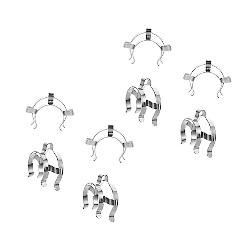 HOMOCONO 8pcs Stainless Steel Bottle Clip for Glass Instruments Taper Joints Clamps Lab Equipment