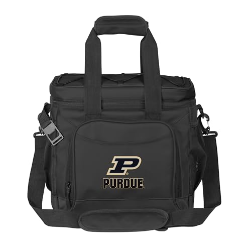 Logo Brands NCAA Purdue Boilermakers Flex 24-Can Cooler - Heat-Sealed Leak-Proof Lining, Built-in Bottle Opener, Adjustable Shoulder Strap- Great for Tailgates & Picnics