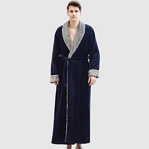 Yaxuan Flannel Fleece Bathrobe Women Long Robes Soft Fleece Winter Warm Housecoats Womens Bathrobe Dressing Gown Sleepwear Pajamas Top,Blue,M