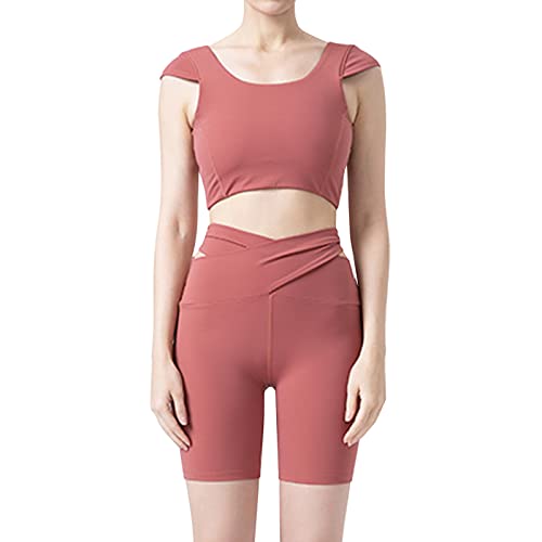 Roupa casual feminina 2 peças - regata cropped sem mangas cintura alta colado ao corpo conjunto de s