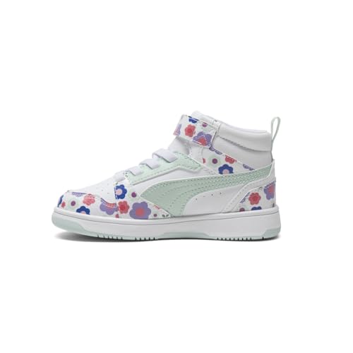 PUMA Kids Girls Rebound V6 Flower Floral High Sneakers Shoes Casual - Blue3