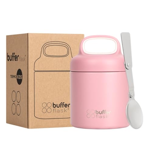 Listado de Frascos térmicos para comida disponible en línea. 45 BUFFER FLASK Termo para Comida Caliente Niños 350 ml- Tupper Termico para Niño Niña - Termos Acero Inoxidable para Almuerzo - Calor por 6 horas - Incluye Cuchara