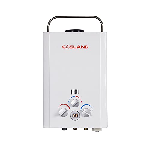 GASLAND Durchlauferhitzer Gas, BE264 10L Propan Durchlauferhitzer für den Außenbereich mit Regenkappe Cover