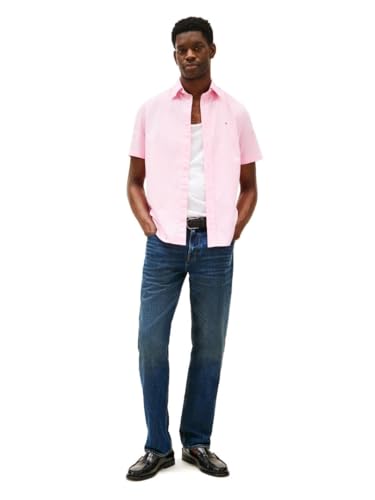 Image of Tommy Hilfiger Men's Short Sleeve Poplin Shirts in Regular Fit, Men's Button Down Shirts