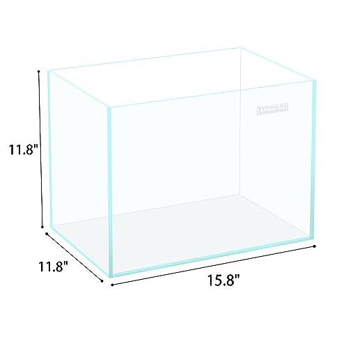 Image of LYPHARD AQUARIUMS 9.5 Gallon Rimless Aquarium, Ultra Clear Glass Low Iron Small Fish Tank for Betta, L15.7xW11.8xH11.8 Inches Thickness 5mm with EVA Foam Mat Included