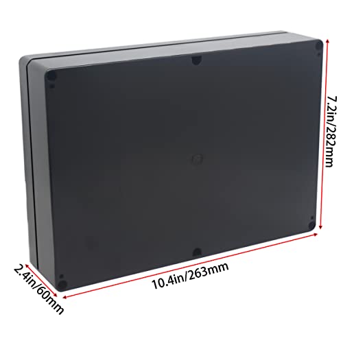 Image of Watertight Junction Box, IP67 Waterproof Project Box Durable ABS Plastic Electronic Enclosure Case for DIY Electrical Project Black 10.35 inch x 7.17 inch x 2.36 inch(263 x 182 x 60 mm)
