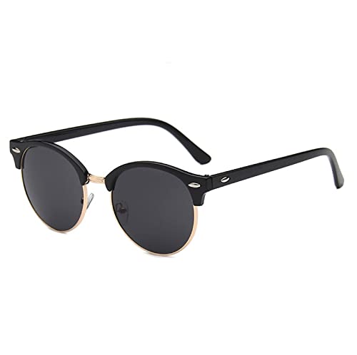 Image of AUGEN By Visions India Retro Vintage Round Abstract Unisex Sunglasses UV400 Protected Medium Size (Black, 122)
