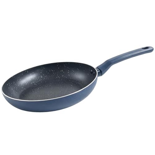 CYPHERTAN Nonstick Frying Pan, 10.23''/3QT Diameter, Granite Non-Stick Coating, Recycled Aluminium, Soft Touch Handle,Suitable for All Hobs Including Induction (Navy Blue)