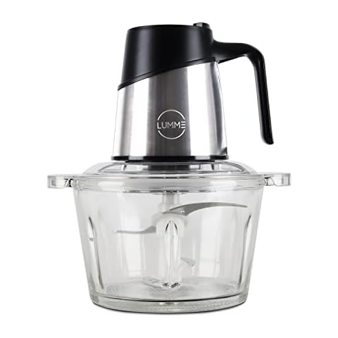 Lumme Food Chopper Fast Chopping Processor electric stainless steel with glass bowl sharp fast chopping blades Cover