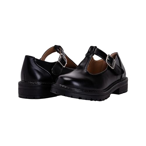 Girls Mary Jane Shoes Oxford Dress Heels Round Toe T-Strap Platform Chunky Low Heel Pumps Lily-2 ~4