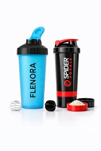 Image of Buy One Get One Free - Protein Shaker Bottle 700ml with Mixer Ball & Leakproof Lid | Gym, Sports & Fitness Shaker for Protein Shakes, Smoothies & Pre-Workout (Sky Blue Combo)