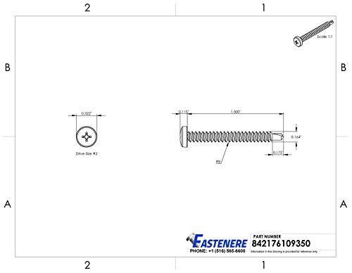 #8 x 1-1/2" Tornillos acero inoxidable Phillips pan miniatura 2
