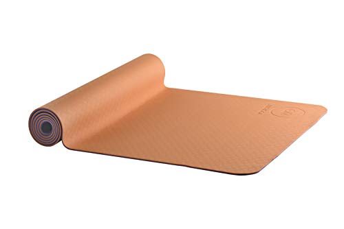 YIN-YANG EARTH Dubbelzijdige Yogamat 6 mm - 61x183cm - Oranje/Paars