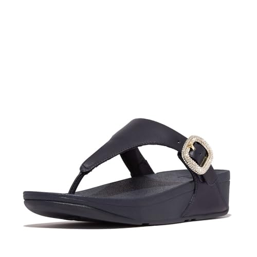 Image of FitFlop Women's Lulu Crystal-Buckle Leather Toe-Post Sandal
