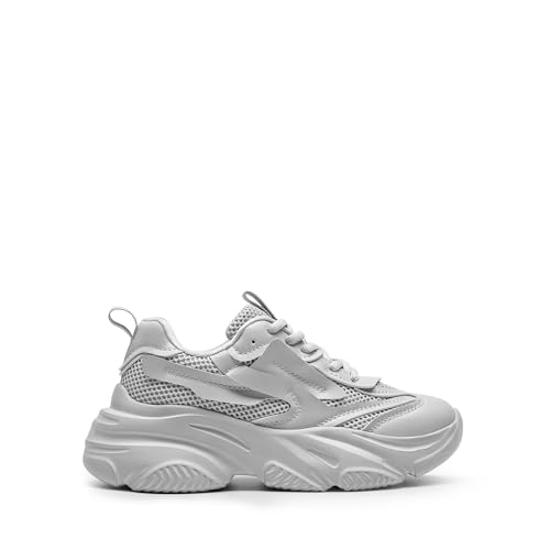 DREAM PAIRS Women's Platform Chunky Fashion Sneakers Jaxon Walking Lace-Up Comfortable Dad Sneakers Workout Sport Work Casual Tennis Shoes,Size 8.5,Grey,SDFN2406W