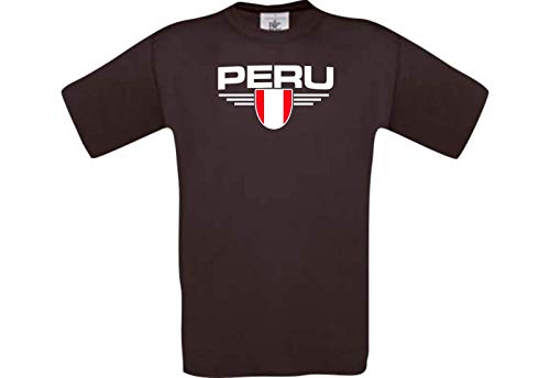 Tee-Shirt Pérou Foot Personnalisable Cadeau Idéal Marron Taille L