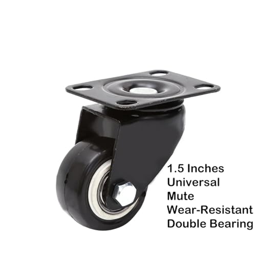 Roulette 1.5 pouces polyuréthane noir double roulement pour meuble