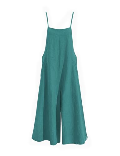 Image of YESNO Women Casual Loose Long Bib Pants Wide Leg Jumpsuits Baggy Cotton Rompers Overalls with Pockets PZZTYP2