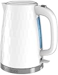 BLACK+DECKER 2 Slice Toaster with Extra Wide Slots, Honey Comb White, TR1250WD + Rapid Boil 1.7L Electric Cordless Kettle, Honey Comb White, KE1560WC