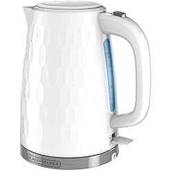 BLACK+DECKER 1.7L Cordless Electric Kettle, KE1560W, Premium Texture, Water Window, Rapid Boil, Auto Shutoff, White