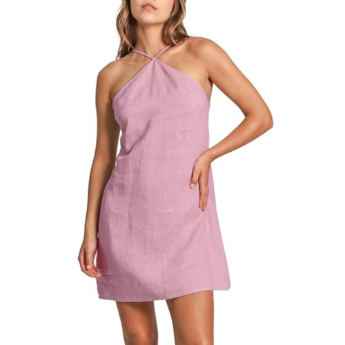 Robe sans manches en lin col croisé pour rester fraîche malgré la chaleur