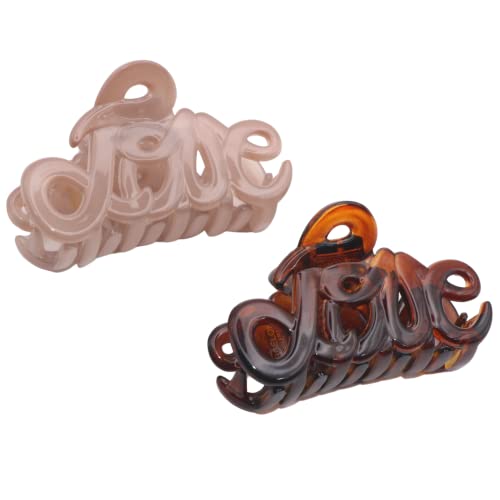 Parcelona French Love Small 2 1/4" Blush Pink And Tortoise Shell Celluloid Set Of 2 Claw Clips Covered Spring Durable Fashion Hair Styling Clips Women Hair Accessories Girls Hair Clips, Made In France #TOP23