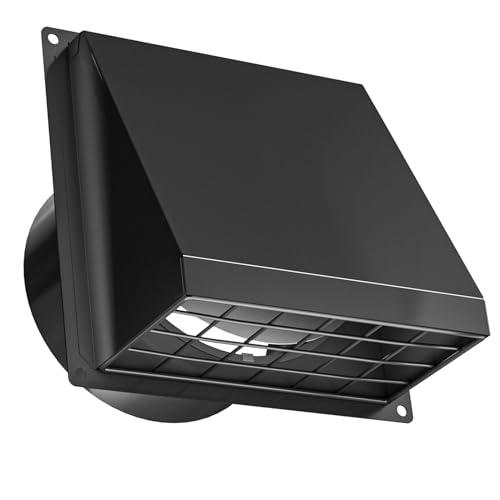 Hon&Guan 150 mm Cowled Air Vent Covers for Walls Outside with Backdraft Flap Ventilation Grille External Vent Cover 6 Inch for Extractor Fan, Bathroom Fan, Air Con, Cooker Hood