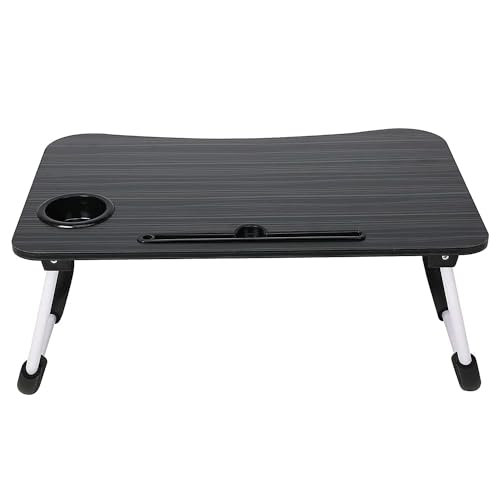 Image of TEKCOOL Study Table Foldable Wooden Laptop Bed Tray Table, Multifunction Lap Tablet Desk with Cup Holder, Perfect for Eating Breakfast, Reading Book, Working, Watching Movie On Bed'
