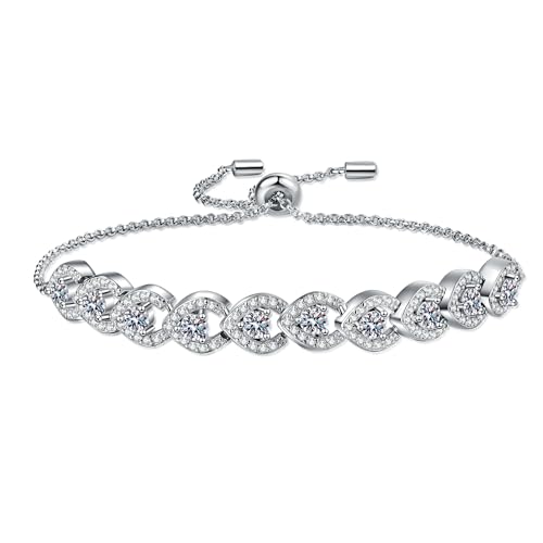 Bracelet Moissanite 1ct Argent Plaqué Platine StarGems Haute Joaillerie Femme