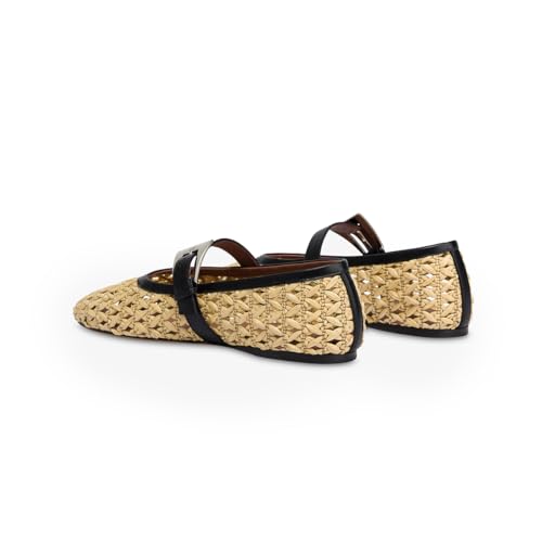 Woven Flats for Women Elegant Round Head Ballet Design with Mary Jane Style Pull-On Formal Shoes4