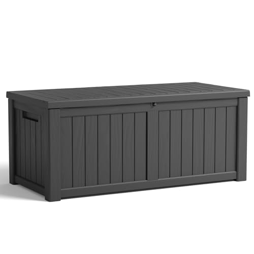 image for PatioZen 120 Gallon Resin Deck Box, Lockable Patio Outdoor Storage Box