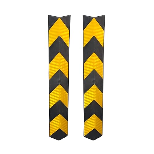 Image of LADWA 800mm Rubber Corner Guard - 2 Pieces L-Shaped Parking Safety Pillar Protector with Yellow Reflective Tape for High Visibility - Durable Wall and Vehicle Protection for Garages & Warehouses