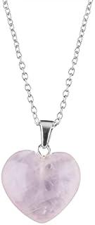 Gempires Natural Clear Quartz Heart Crystals Pendant Necklace, Heart Gemstone, Energy Healing Crystals, Birthday, Gift for Her, Valentine's day, Gemstone Jewelry (18+2) inch (Clear quart)