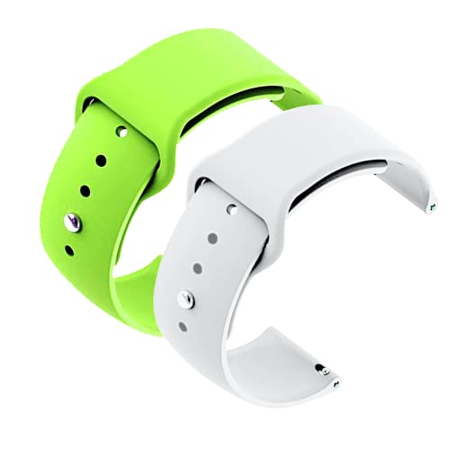 Image of YODI New Accessories Silicone 22MM Strap Belt Band for Smart Watch (Set of 2 Color) Combo Pack (Smart Watch NOT Included) (Parrot Green-White)