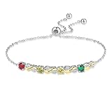 GemMyShin Pulsera de piedra natal personalizada con nombre para mujer, pulsera ajustable de amor infinito con 2-5 piedras natales, joyería para el día de la madre, regalos para mamá, hija, esposa