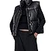 Produktbild MEGCI Westen Damen Damen Puffy Weste Winter Warm Dicke Jacke Weste Schwarz PU Kunstleder Daunenweste Weste Lose Weste Mit Tasche Winter Warme Weste