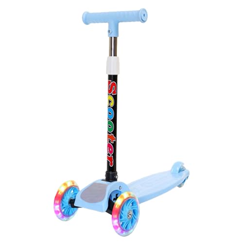 Patinete para niños | Patinete para una conducción estable | 3 ruedas con luces extra anchas, manubrio ajustable en altura y cubierta gruesa fuerte para niños