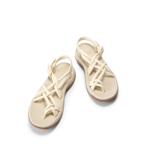 DREAM PAIRS DREAM PAIRS Women's Walking Sandals With Arch Support Elastic Strap Summer Sport Athletic Casual Hiking Outdoor Sandal,Size 11,Nude,DWUMST2510