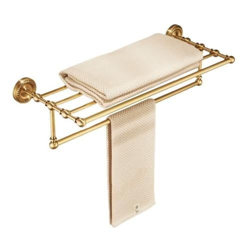 Support d'étagère à serviettes en laiton brossé mural pour rangement de douche