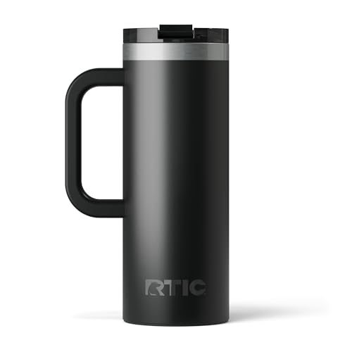 Comparison: Best Insulated Mug With Handle 10 RTIC 20oz Road Trip Travel Mug with Lid and Handle, Ceramic Lined, Insulated, Stainless Steel, Metal, Double Wall Vacuum-Insulation, Portable Coffee, Tea Cup for Hot and Cold Drink, Black