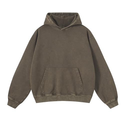 Sweat à capuche surdimensionné délavé finitions soignées doublure polaire douce