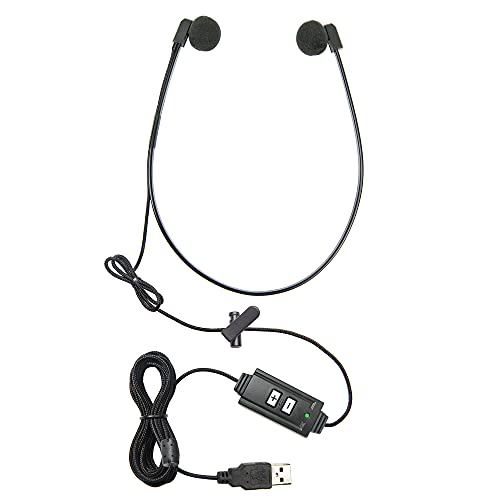 ECS WordHear-O USB transcription headset, built in premium sound card, volume control, under chin, 7' cord with clothing clip, 3 extra pair of ear sponges, proprietary design for computer transcribing