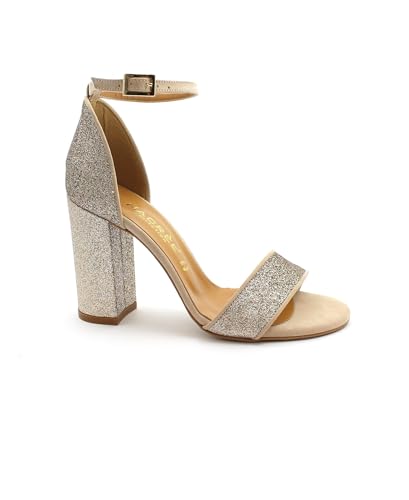 Sandales beige femme 018N024 le chic du talon fermé pour vos soirées