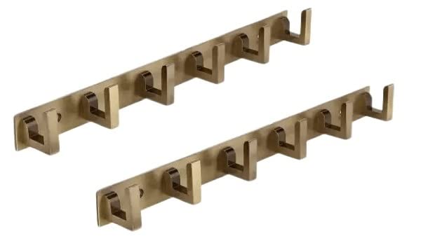 GAIYERA Antique Brass Extra Long 40 cm 6 Pin Bathroom Cloth Wall Hooks Hanger for Hanging Keys, Clothes, Towel - Set of 2 (B0BTQDWXHC) Amazon Price History, Amazon Price Tracker